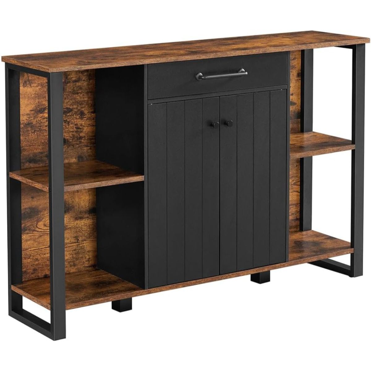SPACEZAT - Mueble Aparador Buffet Fierro Negro y Madera Linsell