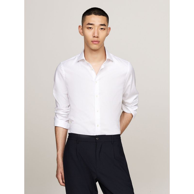 TOMMY HILFIGER - Camisa En Tejido Dobby Slim Fit Blanco Tommy Hilfiger