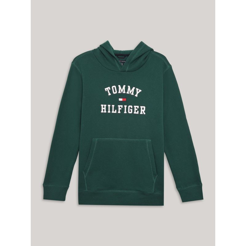 TOMMY HILFIGER - Polerón Hoodie De Niño Con Logo Varsity Verde Tommy Hilfiger