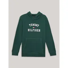 TOMMY HILFIGER - Polerón Hoodie De Niño Con Logo Varsity Verde