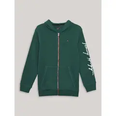 TOMMY HILFIGER - Polerón Hoodie De Niño Con Logo Script Verde