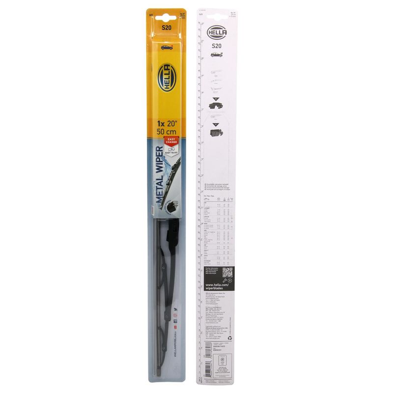 HELLA - Plumilla Hella Delantera 20 Pulgadas 50 Cm Con Adaptadores