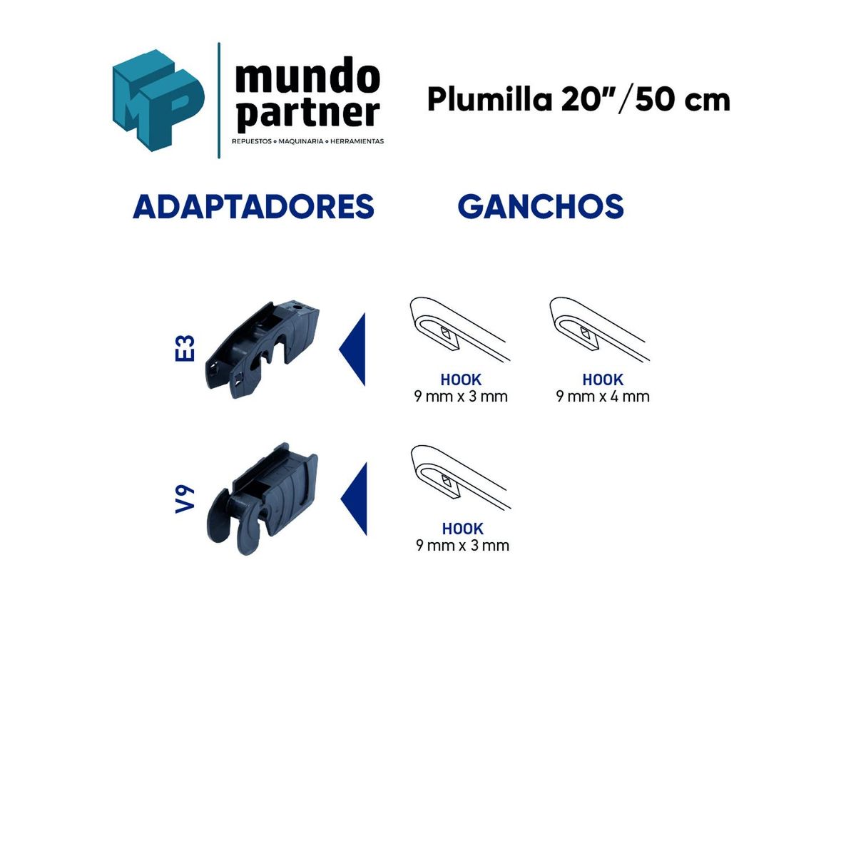 HELLA - Plumilla Hella Delantera 20 Pulgadas 50 Cm Con Adaptadores