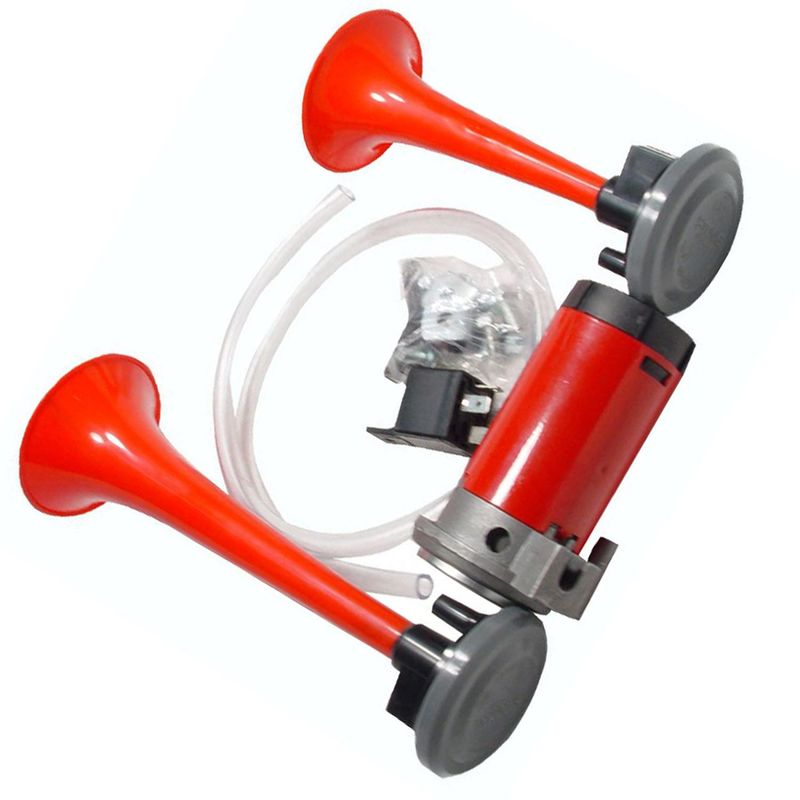 GENERICO - Bocina Electrica 2 Trompetas con Compresor 12v