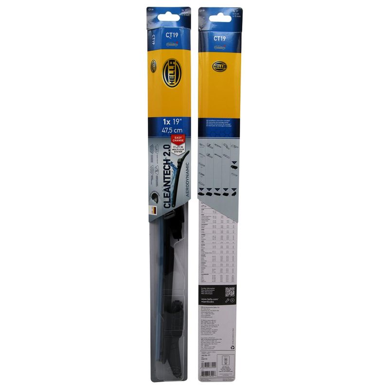 HELLA - Plumilla Hella Cleantech 19 Pulgadas 48,2 Cm Con Adaptadores