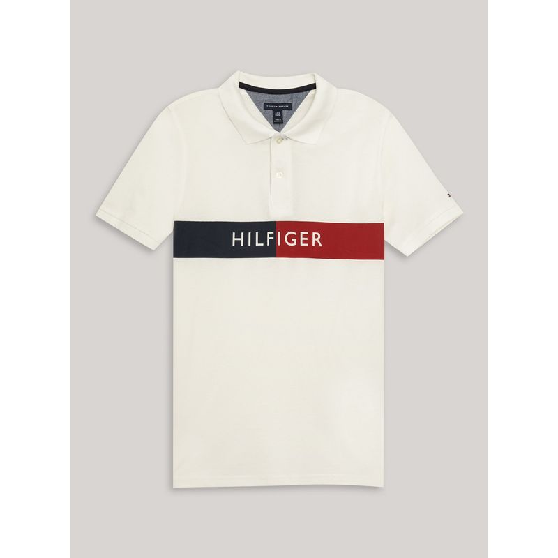 TOMMY HILFIGER - Polo De Niño Con Logo Estampado Blanco Tommy Hilfiger