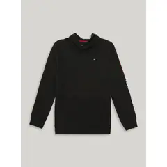 TOMMY HILFIGER - Polerón Hoodie De Niño Solid Logo Script Negro