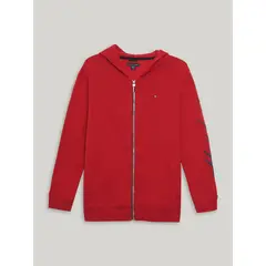 TOMMY HILFIGER - Polerón Hoodie De Niño Con Logo Script Rojo
