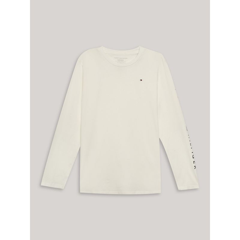 TOMMY HILFIGER - Polera De Niño Solid Con Logo Script Blanco Tommy Hilfiger
