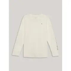 TOMMY HILFIGER - Polera De Niño Solid Con Logo Script Blanco