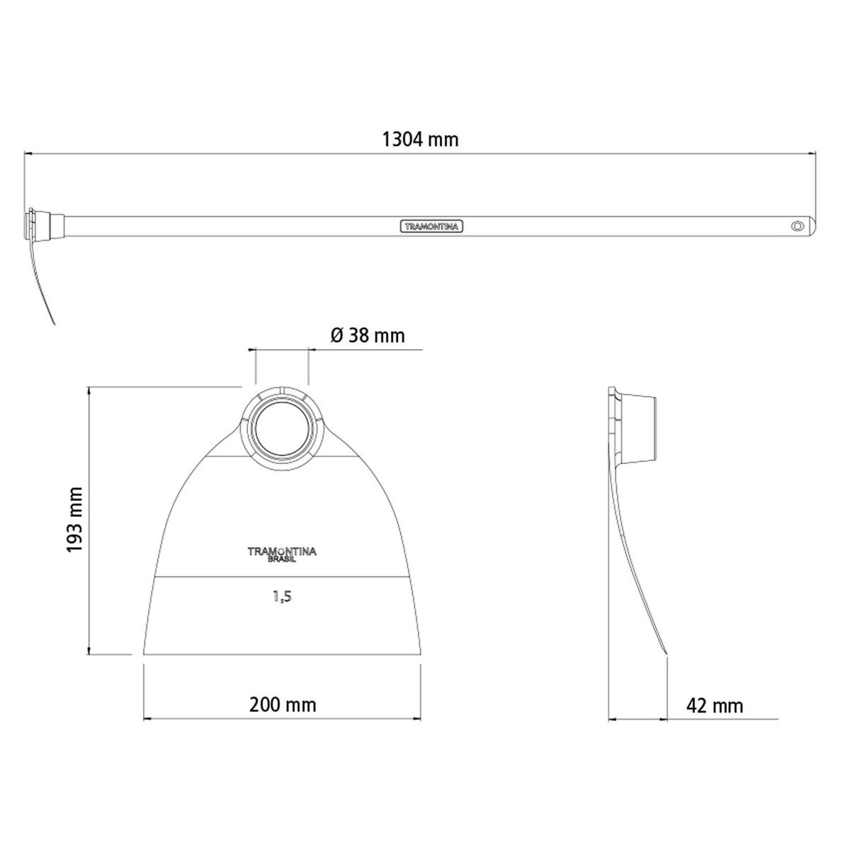 TRAMONTINA - Azadon 1.5 Mango Madera 130 Cm Tramontina