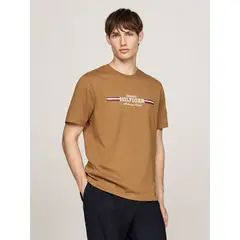 TOMMY HILFIGER - Polera Hilfiger Chest Stripe Logo Beige