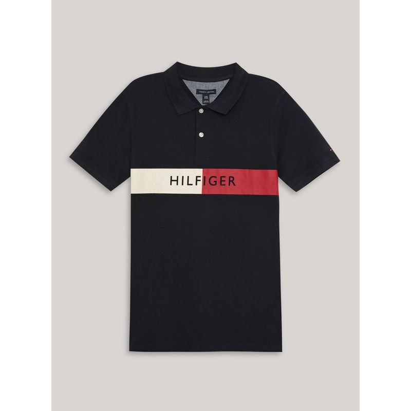 TOMMY HILFIGER - Polo De Niño Con Logo Estampado Azul Tommy Hilfiger