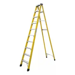 GENERICO - Escalera Fibra De Vidrio Industrial 3,1 mts 10 Peldaños 150kg Amarilla