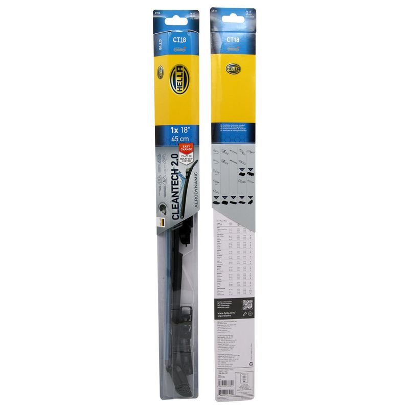 HELLA - Plumilla Hella Cleantech 18 Pulgadas 45,7 Cm C/Adaptadores