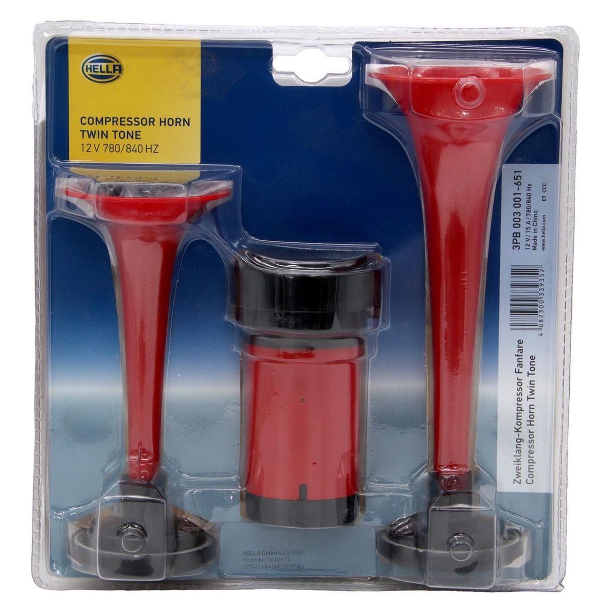 HELLA - Bocina Eléctrica Doble 12V 240W 118Db + Compresor