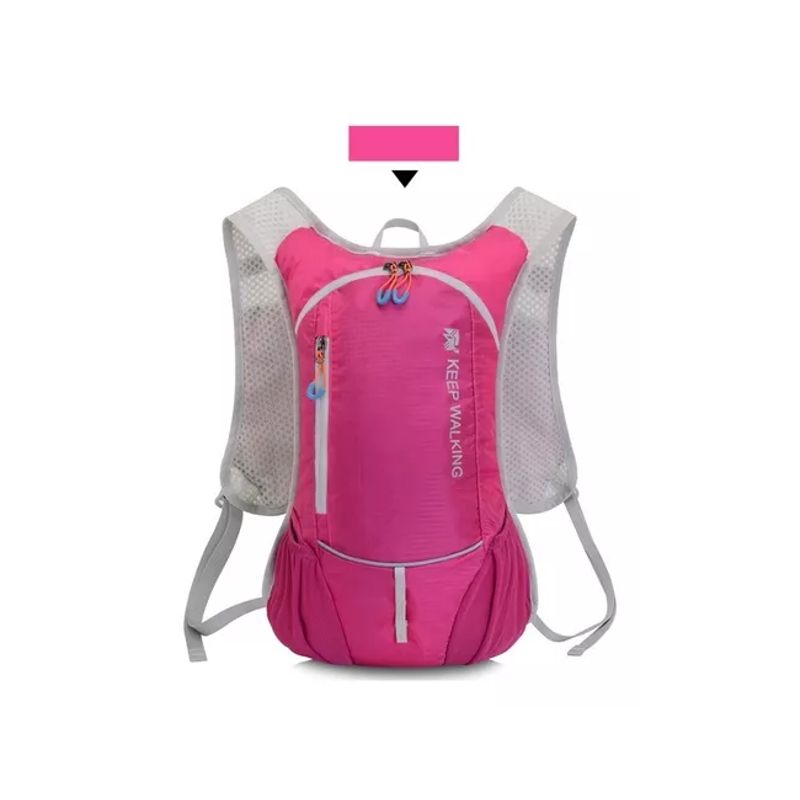 GENERICO - Mochila ultraligera outdoor trekking running + bolsa agua rosado