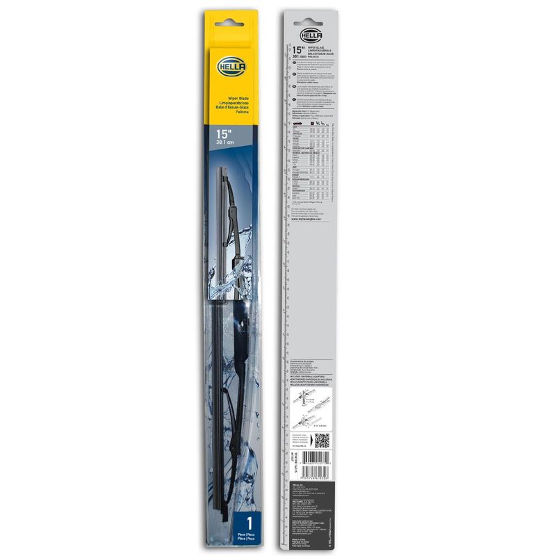 HELLA - Plumilla Hella Delantera 15 Pulgadas 38 Cm Con Adaptador