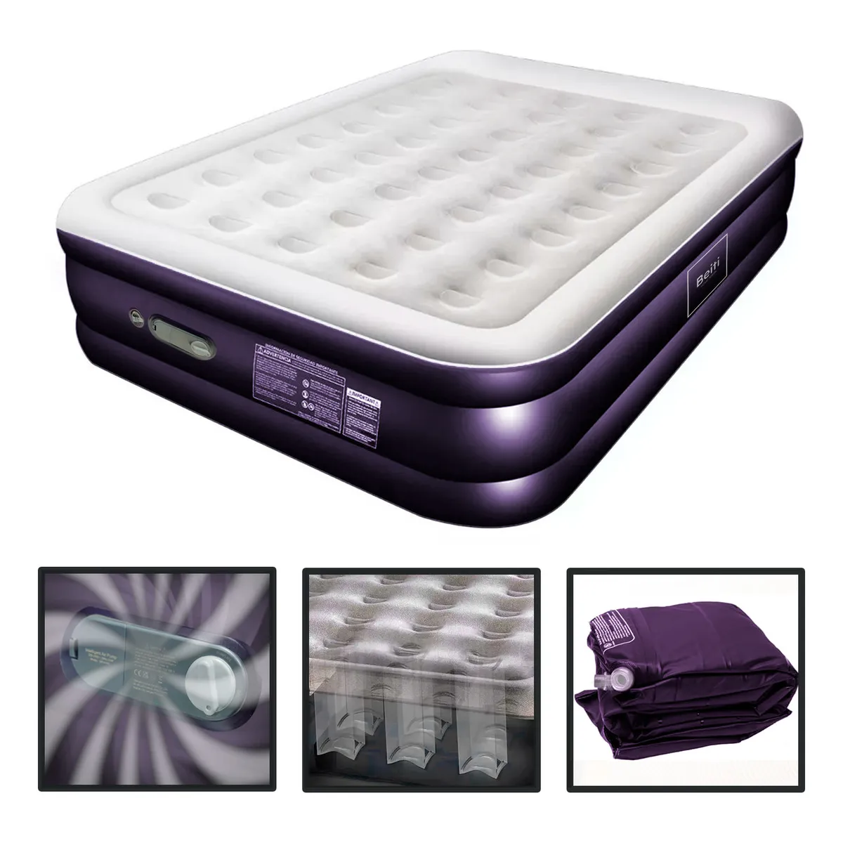 GENERICO - Colchon Inflable Electrico camping glamping 2 Plaza 45cm