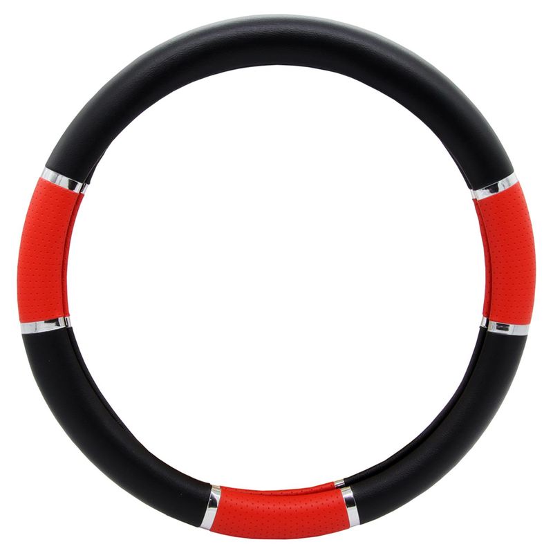 GENERICO - Cubre Volante Negro Con Aplicaciones Rojas.