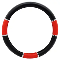GENERICO - Cubre Volante Negro Con Aplicaciones Rojas.