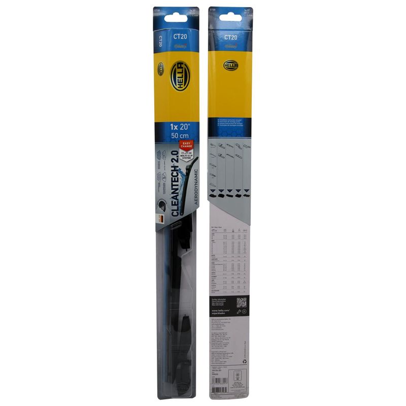 HELLA - Plumilla Hella Cleantech 20 Pulgadas 51 Cm C/Adaptadores.