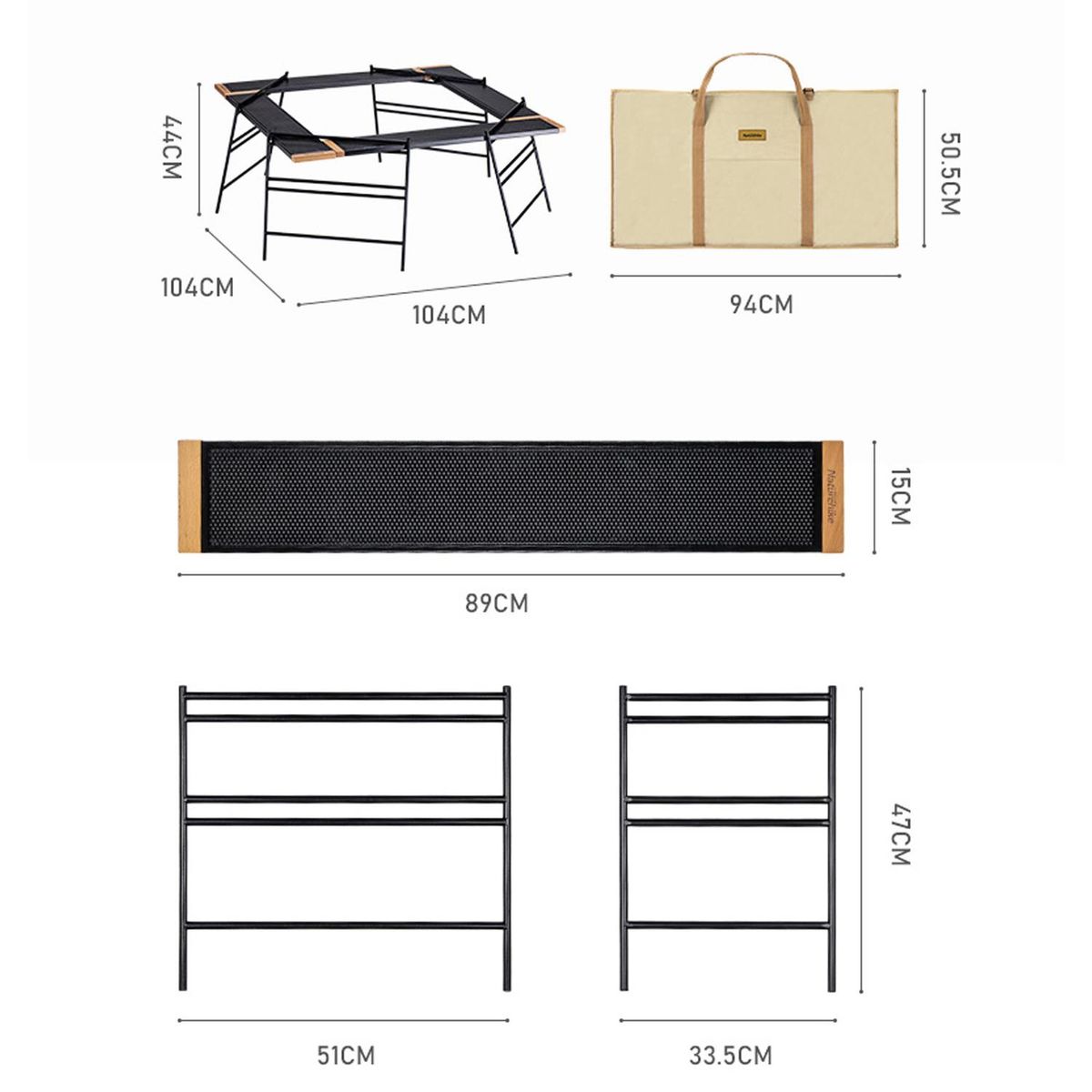 NATUREHIKE - Mesa Camping De Empalme Plegable - 4 Piezas / 4 Soportes