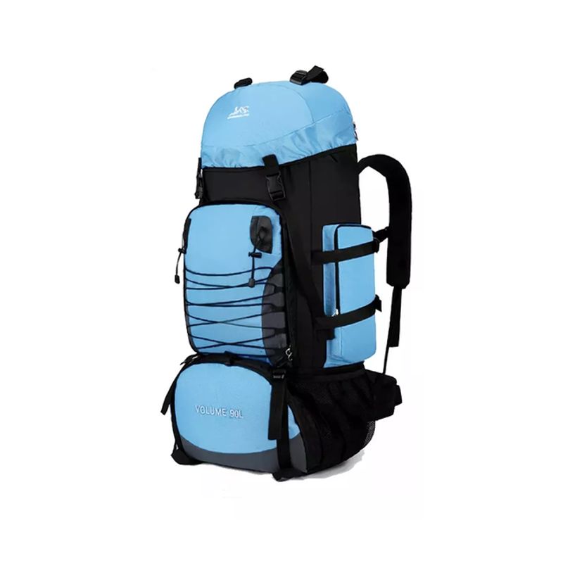 GENERICO - Mochila 90L camping outdoor trekking color celeste