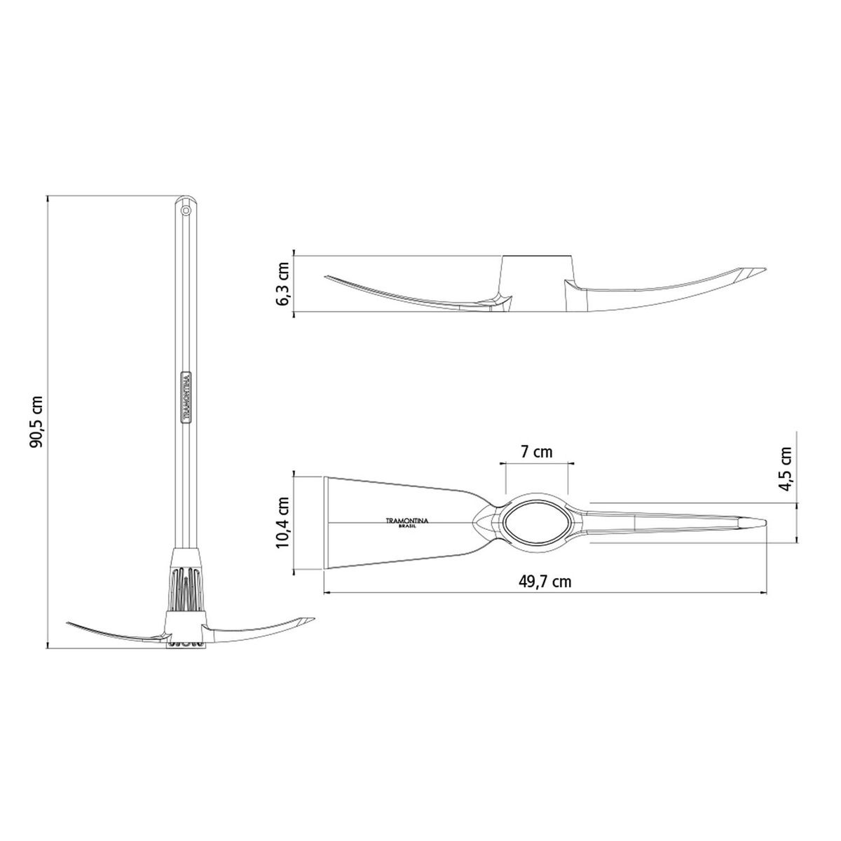 TRAMONTINA - Picota Punta Y Pala Ancha 5 Mango Madera 90Cm
