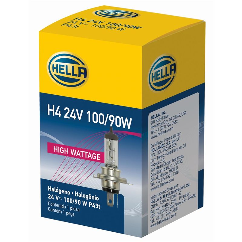 HELLA - Ampolleta Halógena H4 24V 100/90W P43T T4.625 
