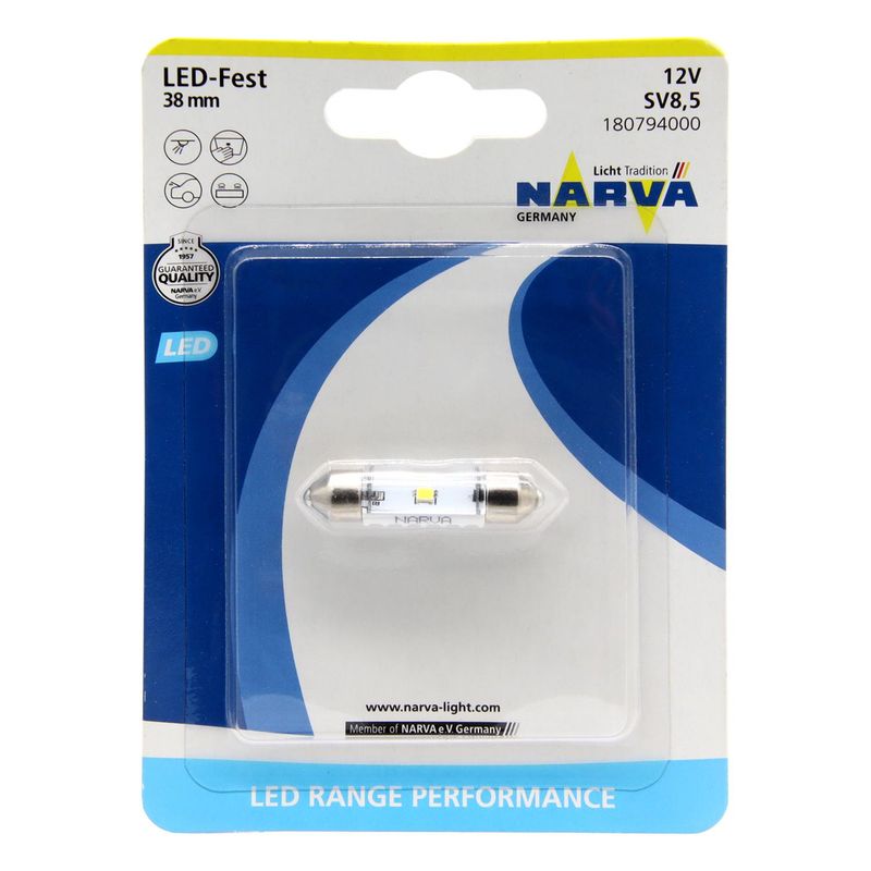 NARVA -  Ampolleta Festoon Blanca 12V Sv8.5 38Mm Led 