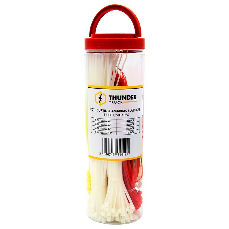 THUNDER - Pote Surtido Amarras Plasticas 1000 Unidades Blanca y Roja