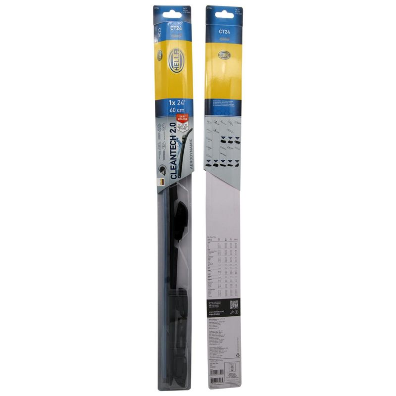 HELLA - Plumilla Hella Cleantech 24 Pulgadas 60,9 Cm C/Adaptadores