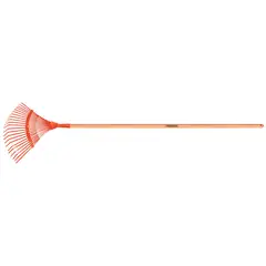 TRAMONTINA - Barre Hojas Metalica 22 Dientes Mango Madera 120Cm-Naranjo