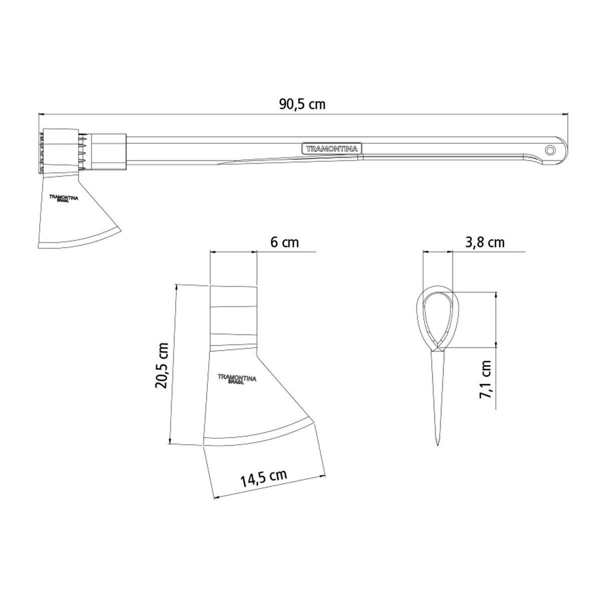 TRAMONTINA - Hacha Soldado Acero Mango Madera 90Cm