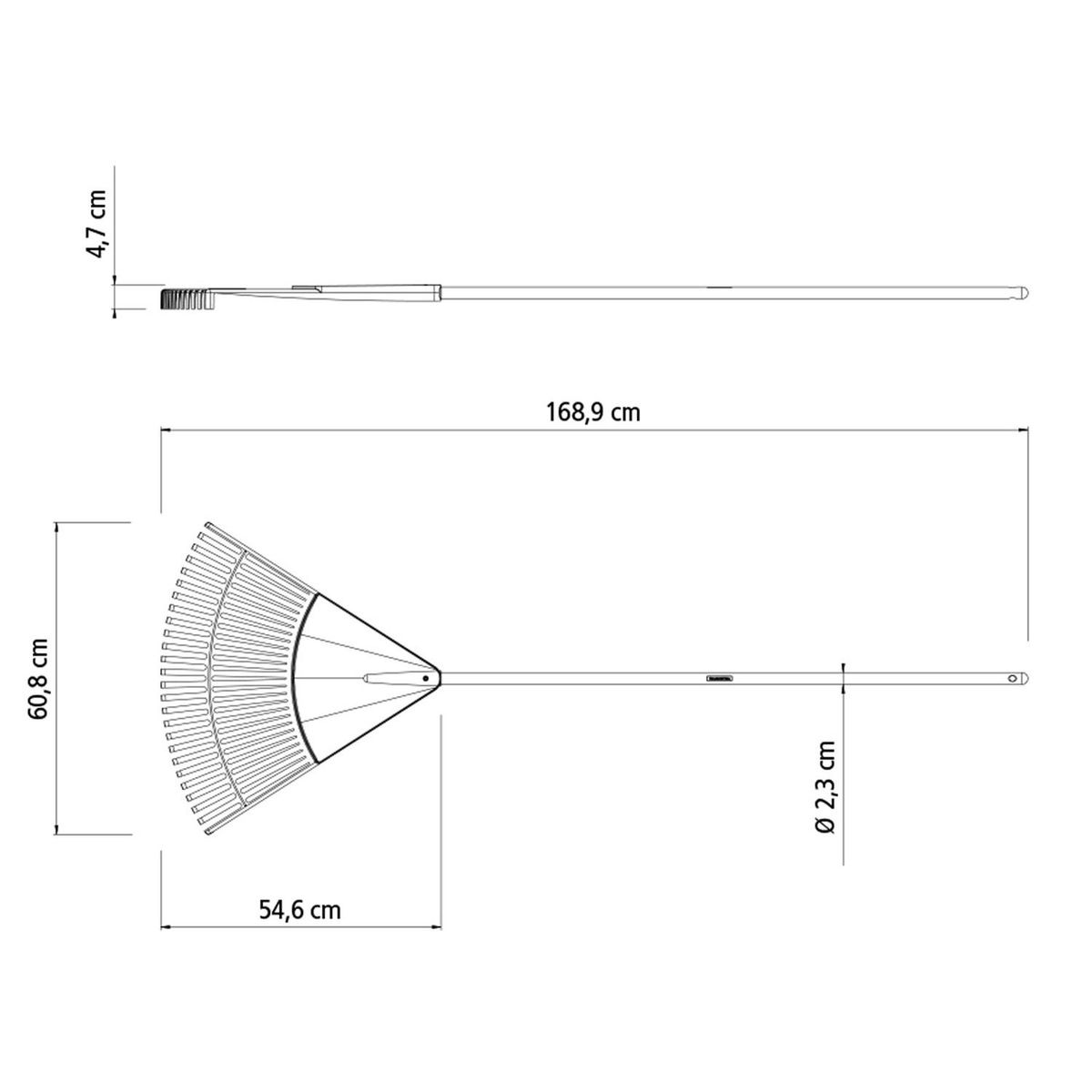 TRAMONTINA - Barre Hojas Plas 26 Dientes Mango Madera 120Cm-Negro