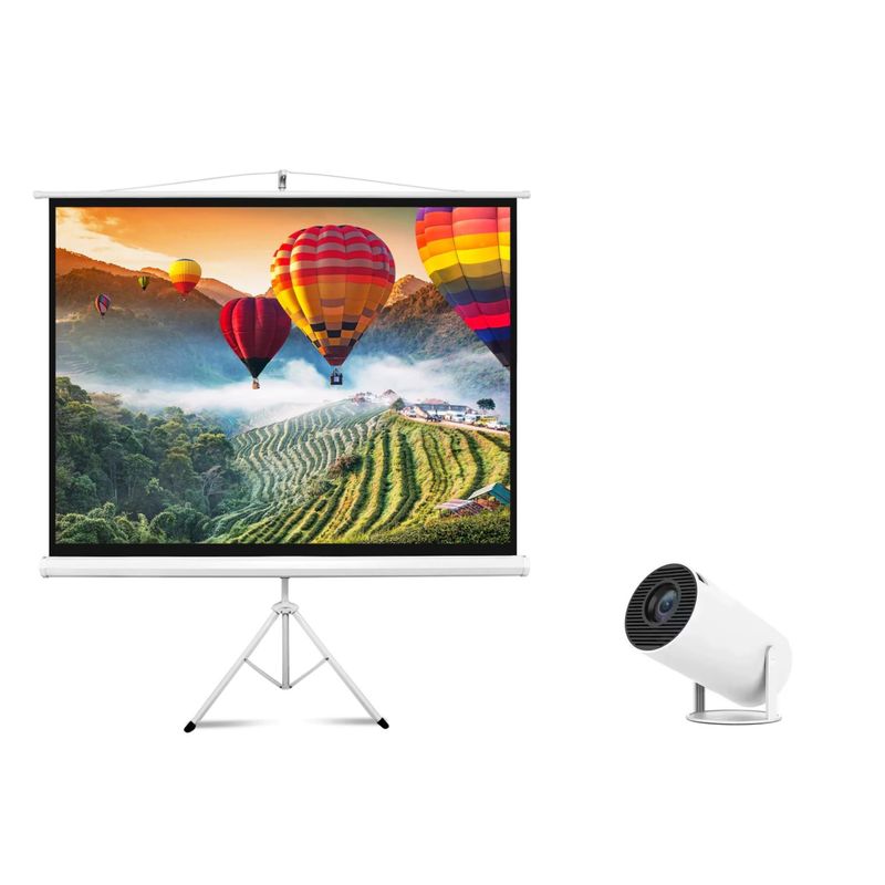GENERICO - Combo Proyector Led HD con Wifi y Telon Tripode 84 Pulgadas