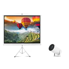 GENERICO - Combo Proyector Led HD con Wifi y Telon Tripode 84 Pulgadas
