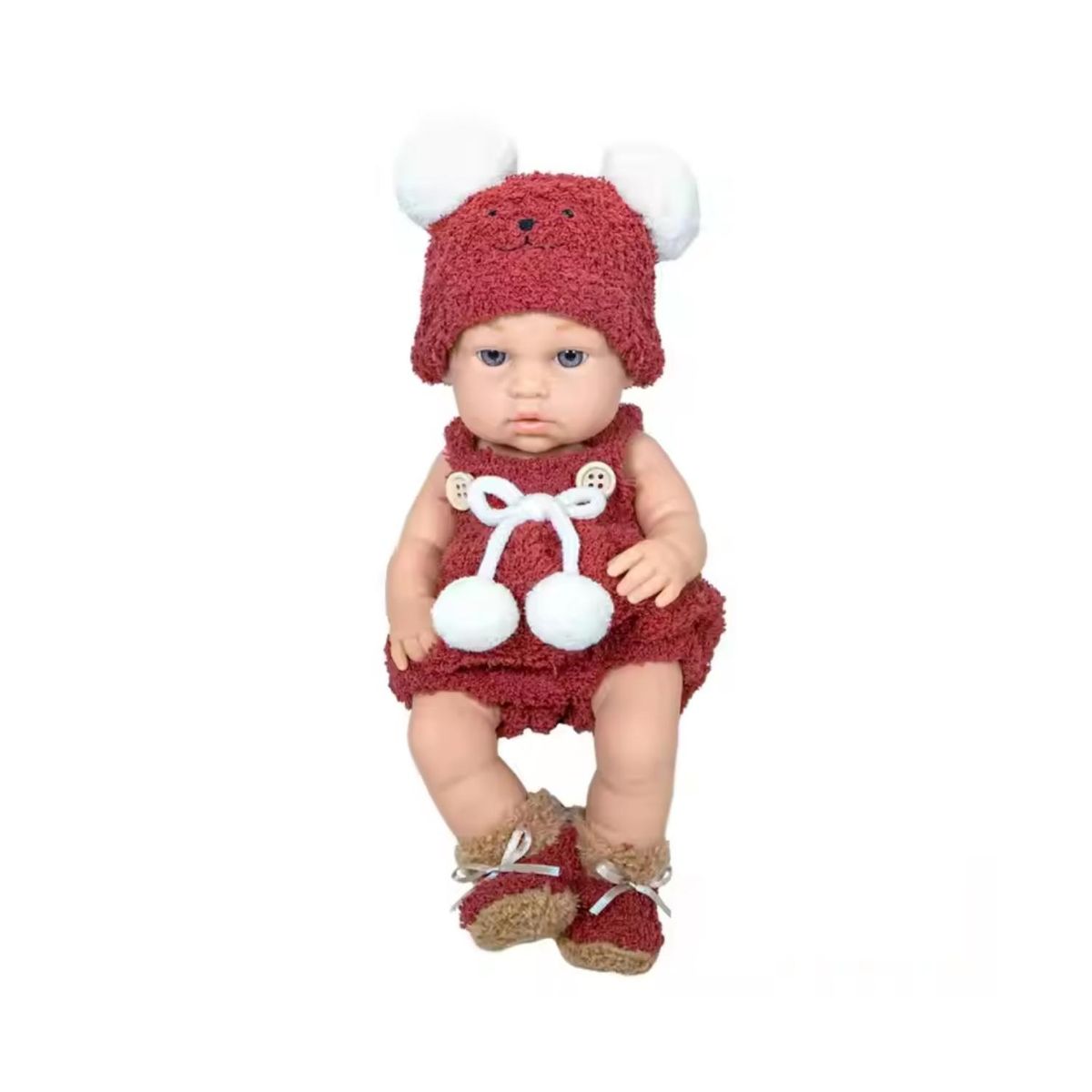GENERICO - Juguete Muñeca Realista 29cm Silicona Vestido Rojo Infantil