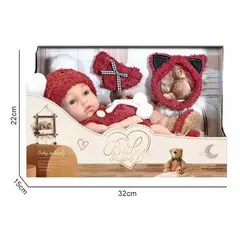 GENERICO - Juguete Muñeca Realista 29cm Silicona Vestido Rojo Infantil