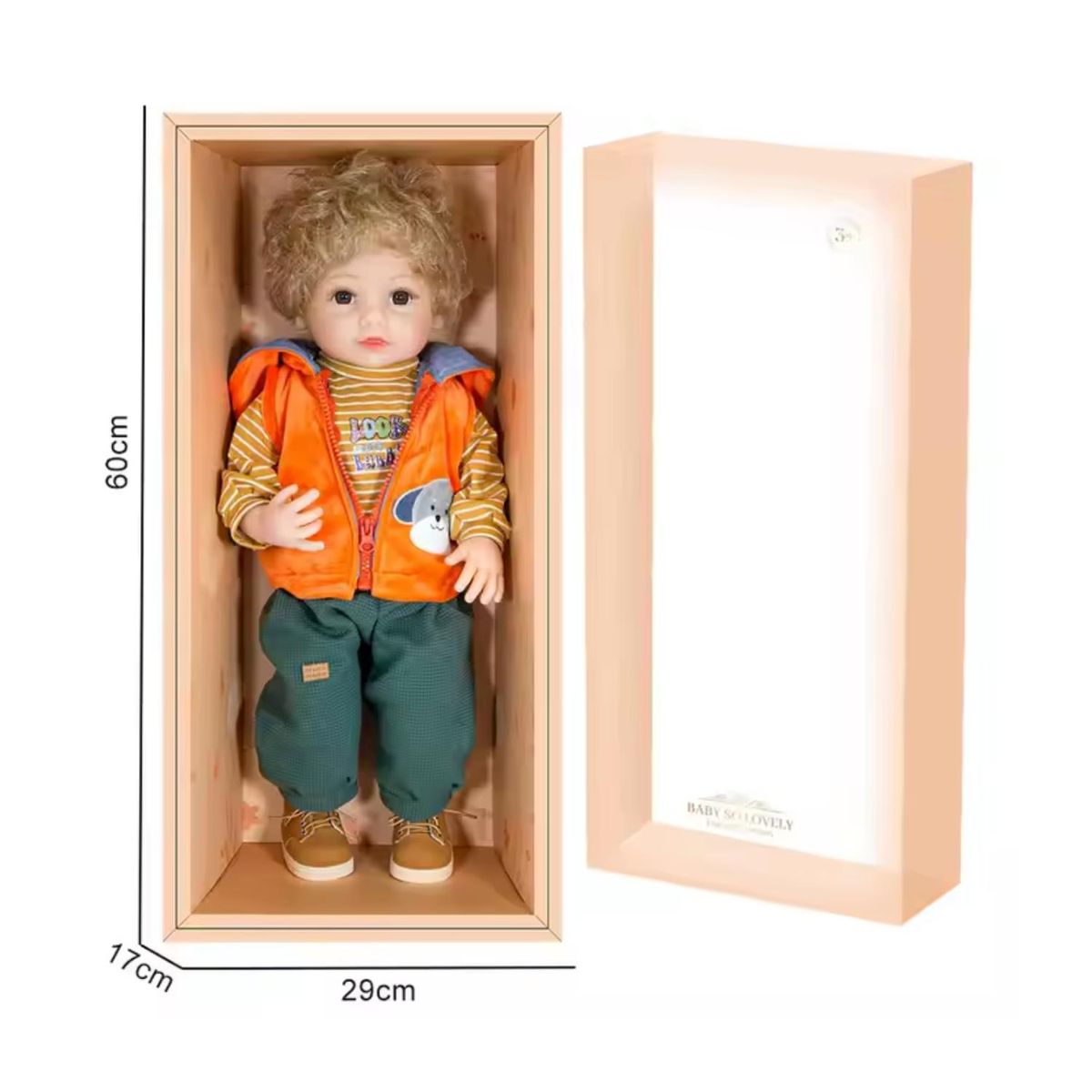 GENERICO - Juguete Muñeco Realista 55cm Silicona Chaleco Naranja Infantil