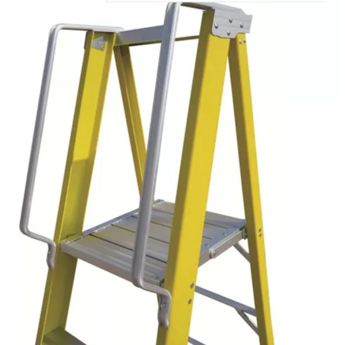 GENERICO - Escalera Industrial Plataforma Fibra De Vidrio 6 Peldaños Amarilla