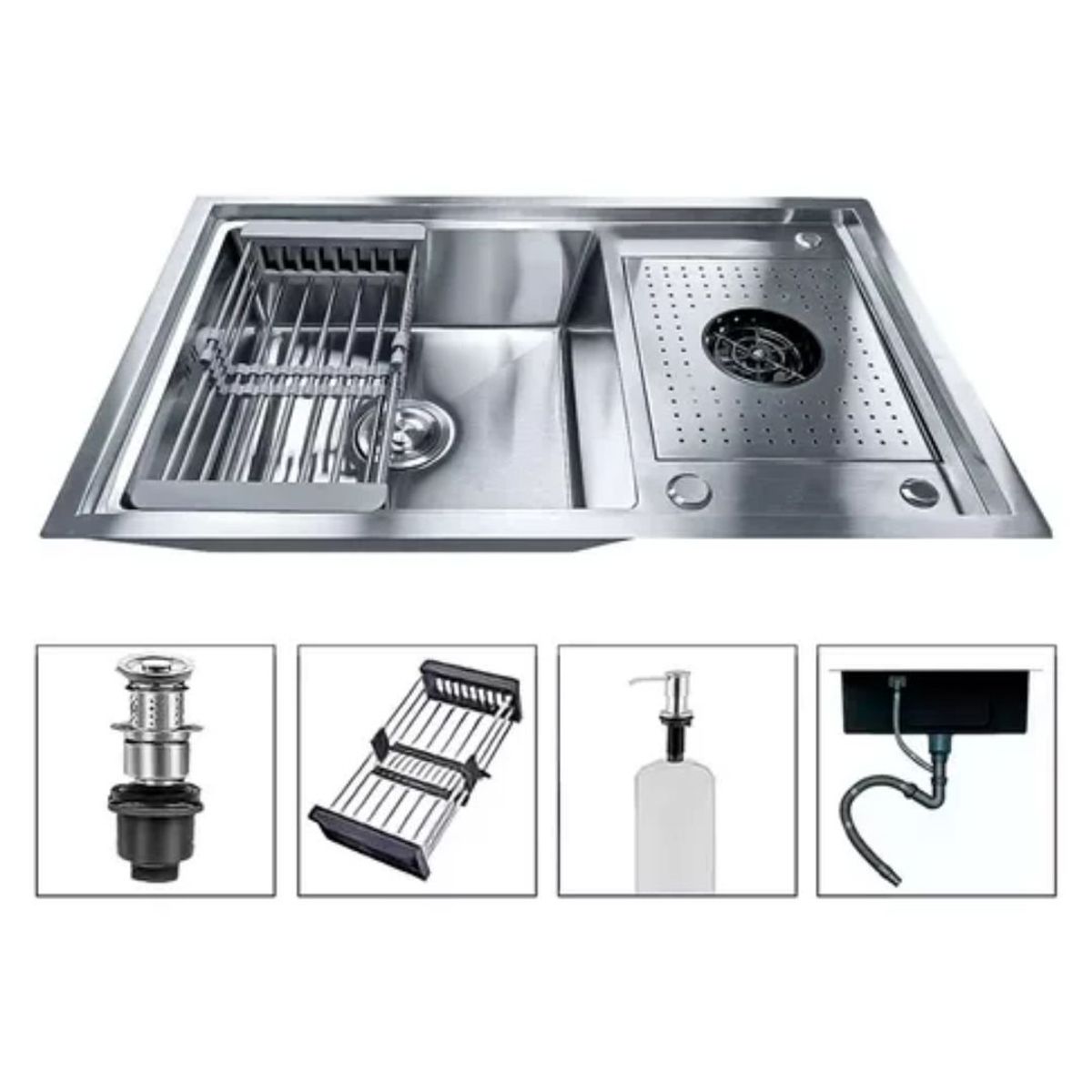 GENERICO - Lavaplatos 80x50cm Acero 304 Con Lavavasos Empotrable Moderno PL