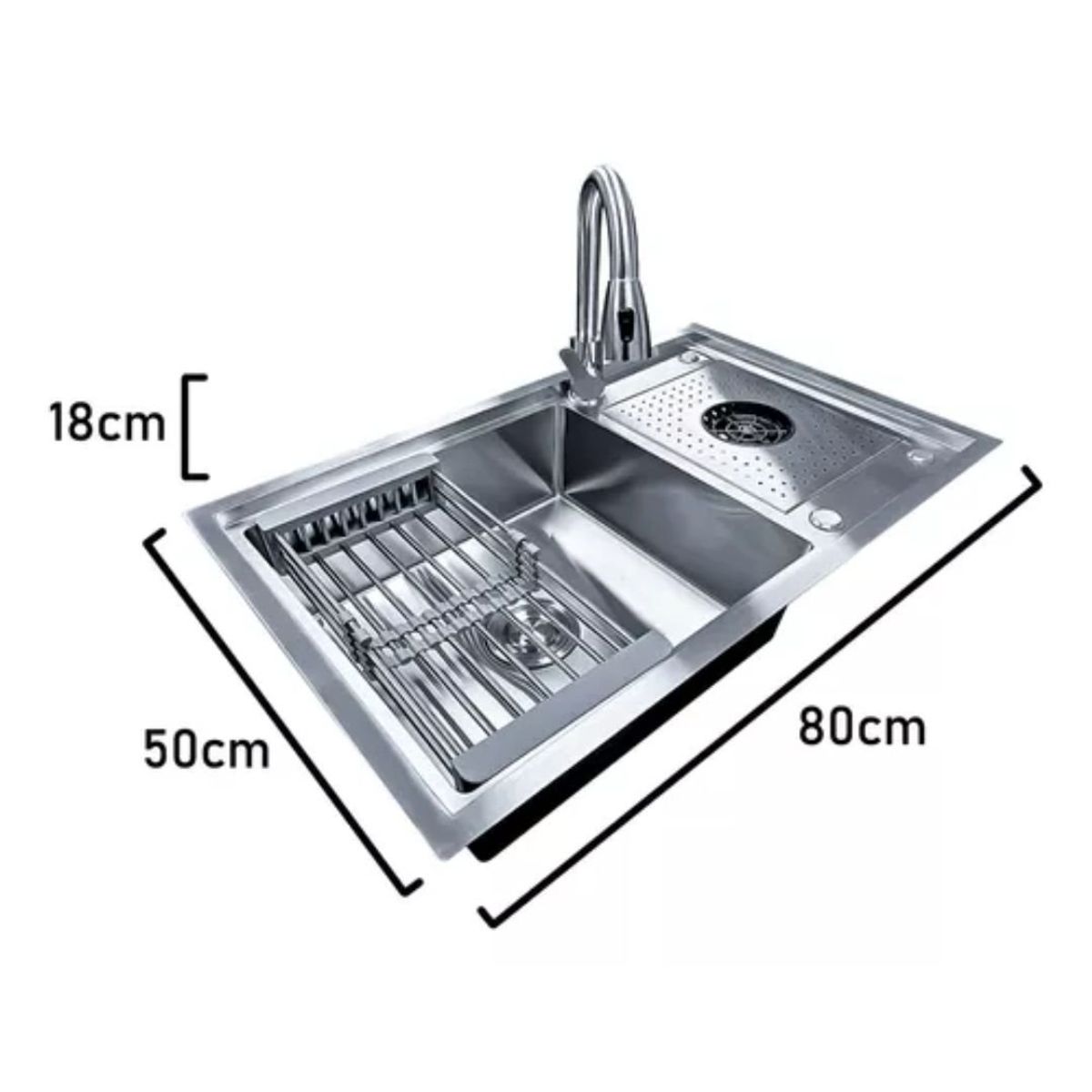 GENERICO - Lavaplatos 80x50cm Acero 304 Con Lavavasos Empotrable Moderno PL