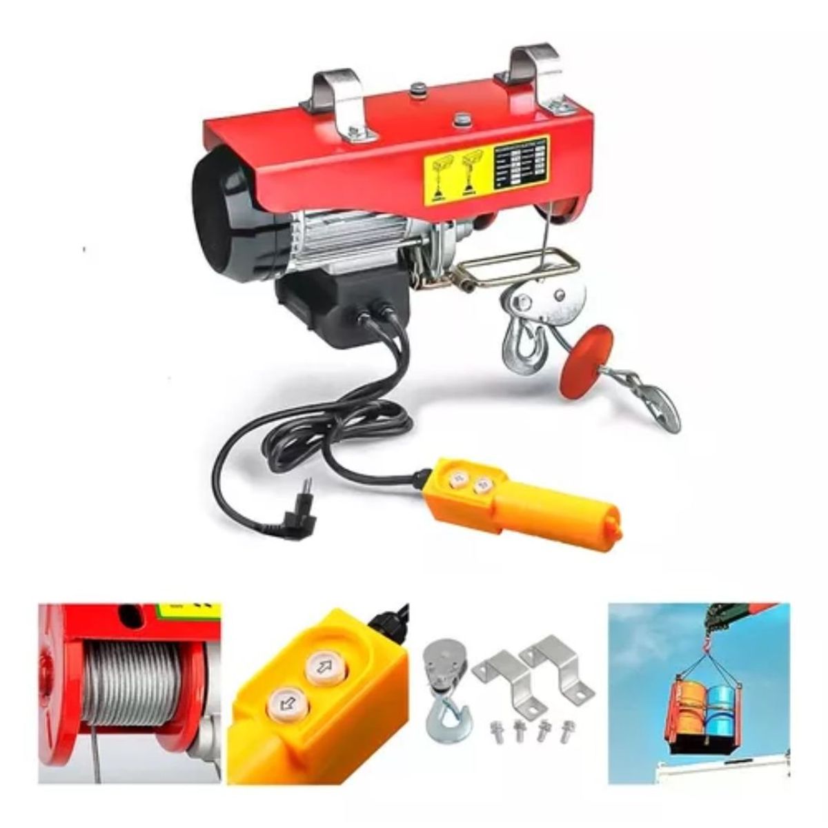 GENERICO - Tecle Electrico Levante De 500k 12 Metros Cable Acero 1050w