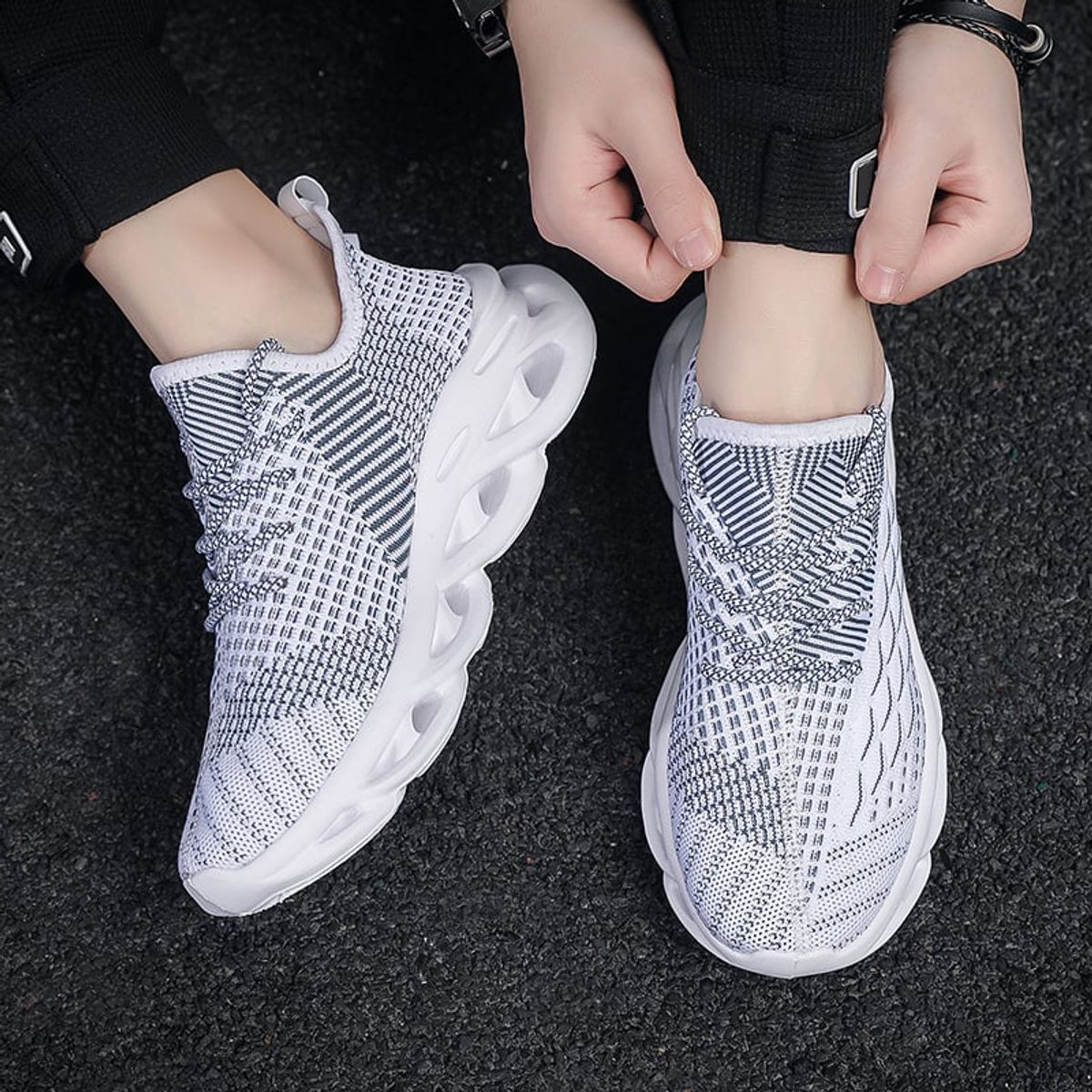 SHANDIAN - Zapatillas Deportivos Hueco Hombre Azul