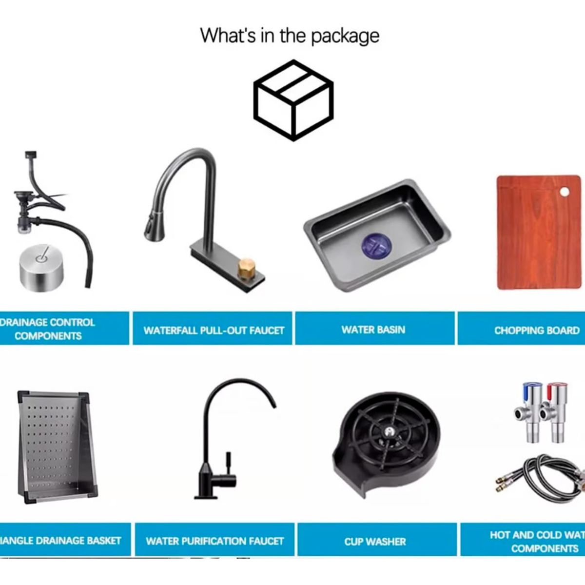 GENERICO - Lavaplatos Cascada Lavavasos Llave 2 Modos 68x45 Acero Inox