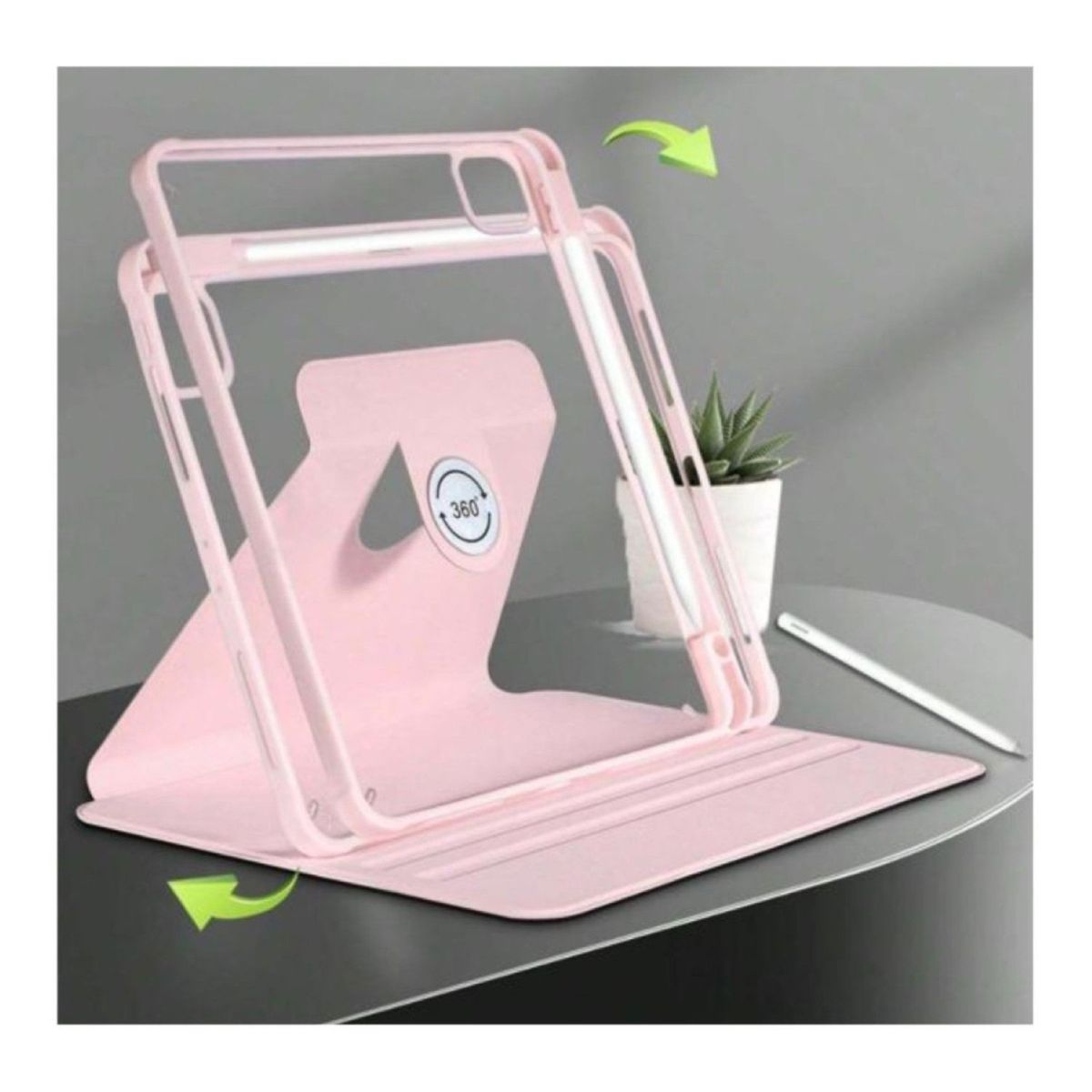 GENERICO - Carcasa Smart Cover Clear 360 Para iPad Air 11 M3 2025 Rosado