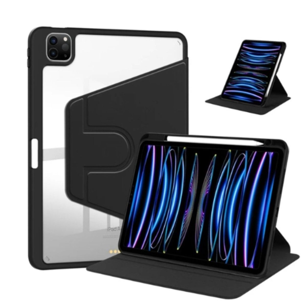 GENERICO - Carcasa Smart Cover Clear 360 Para iPad Air 11 M3 2025 Negro