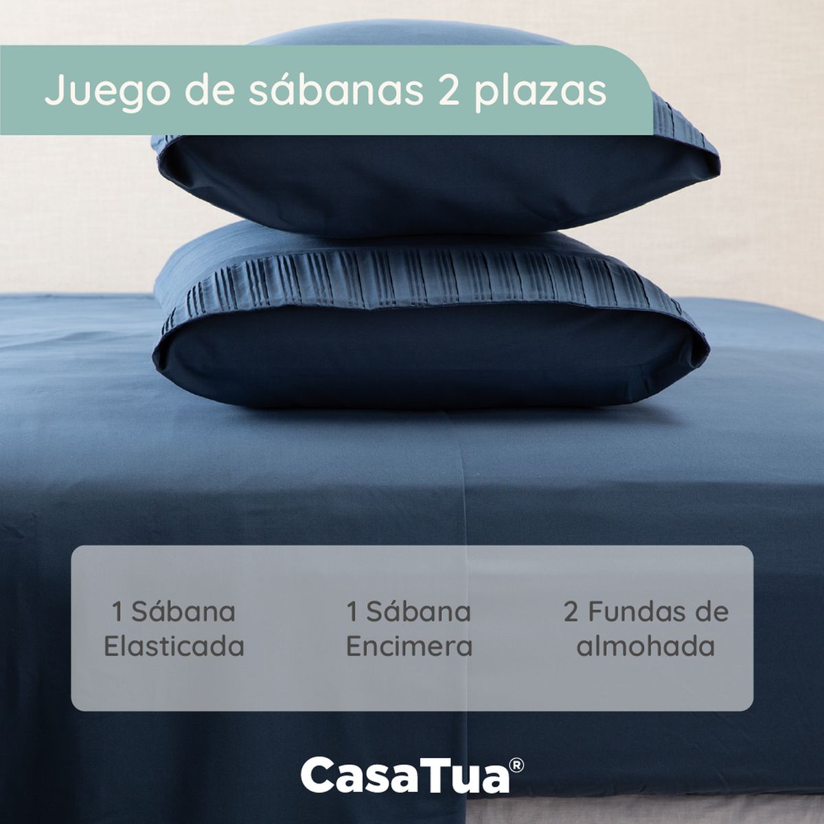 CASATUA - Sabanas Hotel Casatua Ultra Suave - Azul marino - 2 Plazas